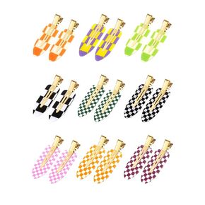 DF DUALFERV Hair Clip (No Crease), 18 Pcs Checkerboard No Bend Hair Clips, Acrylic Resin Styling Makeup Creaseless Hair Clips, Flat Hair Clips for Women Girls