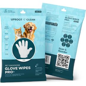 Uproot Clean Dog Cleaning Gloves: 1 Month Supply - Extra-Thick Pet Glove Wipes for Dogs & Cats - Easy Wipe Paws, Eyes, Ears, Butt, & Body - Lick-Safe - Cleaning, Deodorizing & Grooming (6 Pack)