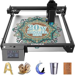 LONGER RAY5 130W Laser Engraver, 20W Output CNC Laser Cutter DIY Laser Engraving Machine, Exclusive 3.5" Touch Screen for DIY, Cutting Tool for Metal Colorizing, Wood, Acrylic, Leather, Glass