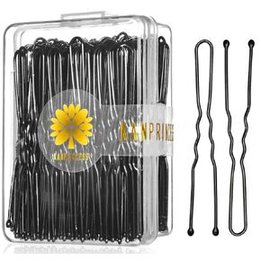 100PCS 2.4Inch U Shaped Hair Pins,Black Bobby Pins for All Hair Types,Hair Pins for Women,Pain-Free U Pins for Buns With Box（Black）