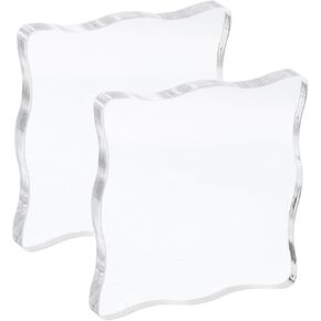 PATIKIL Acrylic Stamp Block, 2 Pack Stamping Block Wavy Clear Decorative Mounting Blocks Set for Scrapbooking DIY Crafts Card Making, 2x2