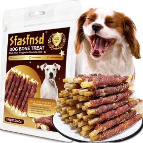 Dog Bone Treats, Duck Wrapped Rawhides, Helps Dogs Grind and Clean Teeth, High Calcium Chewable,Healthy Pet Food for Small, Medium and Large Dogs Training Rewards 12.35 Oz