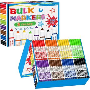 Broad Line Washable Markers, 8 Assorted Colors, 160 Count Markers Bulk, Bulk Markers for Kids, Back to School Supplies, Bulk School Supplies for Teachers, Classroom Supplies