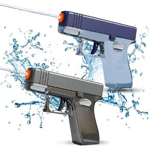 2 Pack Water Gun for Kids - Squirt Guns Transparent Water Blaster Soaker 100CC Capacity Water Pistol Toys for Boys Girls Toddlers, Ideal Summer Gifts for Swimming Pool Beach Outdoor Toys (Blue Gray)