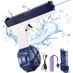 Electric Water Gun for Adults Battery Powered Water Gun Auto Water Gun Rechargeable Automatic Spray Gun Toys Capacity Range Up to 32 FT Range for Adults & Kids - Blue