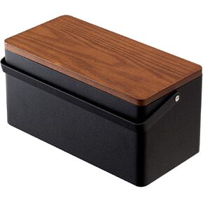 YAMAZAKI 5061 Sewing Box, Black, Approx. W10.6 x D 5.5 x H 5.3 inches (27 x 14 x 13.5 cm), Tower, Movable Tray with Handle