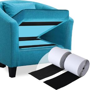4 Inch x 16.5 Feet Black Heavy Duty Hook and Loop Tape Adhesive, Keep Couch Cushions from Sliding, Non Slip Rug Gripper and Strips with Adhesive. Prevent Patio Cushions, Carpets, Mattresses Sliding