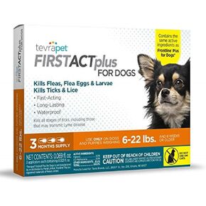 FirstAct Plus Flea Treatment for Dogs, Small Dogs 6-22 lbs, 3 Doses, Same Active Ingredients as Frontline Plus Flea and Tick Prevention for Dogs