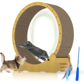 Cat Exercise Wheel 45 Inch Cat Treadmill for Indoor Cats, Cat Running Wheel with Cat Scratching Post, Cat Running Portable Wheel, Suitable for Most Cats for Weight Loss and Health