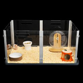 Large Acrylic Transparent Hamster Cage Easy Pet Observation Suitable for Guinea Pigs, Hedgehogs, and Small Rabbits (31.5" L x 20" W x 16" H)