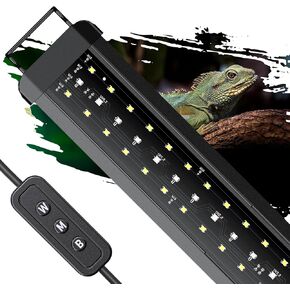 Pawfly 14 W UVB Light for reptiles ، ضوء LED الزواحف لمدة 18 "إلى 24" مصباح دبابة زواحف قابلة للتمديد مع طيف كامل مع أوضاع نهارية وليل وشفاء قابل للتعديل