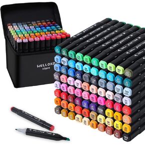 Alcohol Markers Set, 60 Colors Alcohol Based Dual Tip Markers, Broad and Brush Tip Markers for Adult Coloring Books, Art Markers for Drawing, Sketching