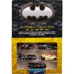 Hot Wheels 1:64 Scale Die-Cast Toy Cars, Set of 5 Batman 85th Anniversary Vehicles with 5 Different Batmobile Replicas in Commemorative Packaging