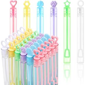 LOAVER 36 Pack Mini Bubble Wands Bulk for Kids,Assorted Pastel Rainbow Bubble Wands Sticks for Summer Outdoor Party Toys Goodie Bag Stuffers Class Prizes