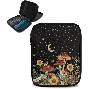 Kathyboom Galaxy Butterfly Case Crochet Hook ، حقيبة سحاب منظم مع جيوب ويب لمختلف إبر الكروشيه وملحقات الحياكة ، من السهل حملها