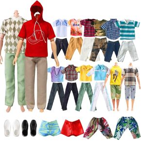 13 Pieces Doll Clothes and Accories for 11.5 Inch Boy Doll Outfit, Random 5 Tops, 5 Pants, 2 Pairs of Shoes, One Pair of Swimming Trunks
