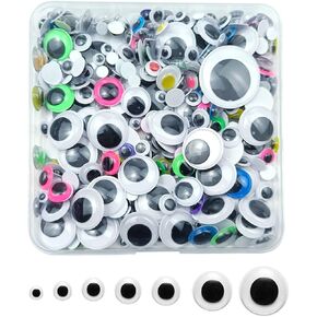 350 Pcs Wiggle Googly Eyes with Self-Adhesive, 6mm 8mm 10 mm 12mm 15mm 20mm 30mm Mixed Packaging (Mixed Color)