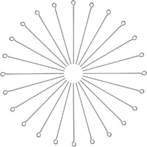 TOAOB 200pcs Stainless Steel Eye Pins 2 Inch Open Eye Pins Head Pins for DIY Earring Necklace Jewelry Making