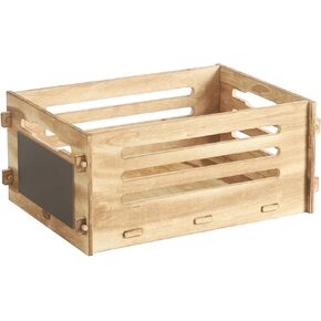 Wooden Record Crate Rustic Box for Home Office Storage Cube Record Organizer,Farmhouse Detachable Kitchen Fruits Vegetable Food Craets