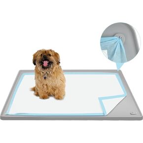 Dog Pee Pad Holder Tray,Silicone Puppy Pad Holder, 24" x 24" No Spill Raised Lip High Edge Portable, Leak-Proof Mat Holder for Dog Training Pads,Square Potty Trays for Home Floor Protection