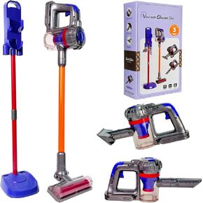 3-in-1 Kids Vacuum That Really Works - Toddler Vacuum Cleaning Toy Set, Kids Working Play Vacuum Cleaner with Real Suction, Pretend Play Interactive Montessori Toys for Toddlers 3 4 5 6+