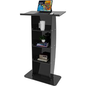 KSacry Acrylic Clear Black Podium Stand,Plexiglass Pulpits for Churches,Conference,Speeches,Weddings,Classroom,Professional Presentation Podiums