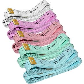 10-Pack Soft Tape Measure Double Scale Body Sewing Flexible Ruler for Weight Loss Medical Body Measurement Sewing Tailor Craft Vinyl Ruler, Pastel Pink Blue Green Purple White