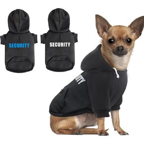 Dog Hoodie Security Glow-in-The-Dark Dog Sweater Dog Sweatshirt Hooded Soft Brushed Fleece Dog Clothes with Dual Pocket Zip Puppy Dog Hoodie for Small Medium Large Dogs Cats, Black S