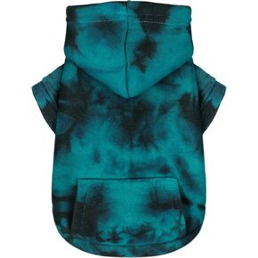 Chic Tie-Dye Dog Hoodie with Practical Pocket - Fashionable and Cozy Sweatshirt for Small, Medium, and Large Dogs, Ideal for Casual Outings and All-Day Comfort in Vibrant Colors. Cyan L
