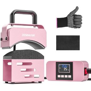 Hat Press, Mini Heat Press Machine for Caps, T-Shirt & More, Curved Heating Plate and Silicone Base, Fast Heating, No Crease, LCD Digital Temperature &Timer Control - Lake Blue