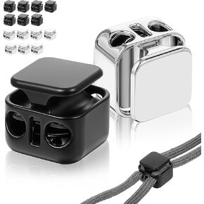 16PCS Metal Heavy Duty Cord Locks, 4mm Rustproof Double Hole Draw String Clip Stopper Fastener Spring Stop Toggle Stoppers Drawstring Clip for Shoelaces Drawstring Hoodie Paracord