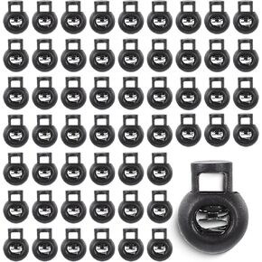 60 Pcs Single Hole Cord Locks Round Plastic Toggle Spring Stopper Adjustable Ball Cord Lock Drawstring Rope Cord Locks Clip Ends Fastener Replacement for Shoeslace Shorts Backpack