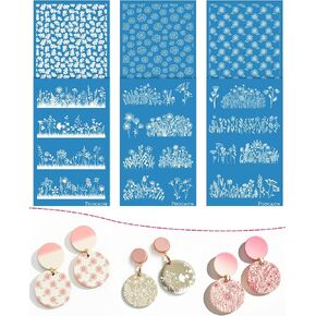 Puocaon Animal Clay Silk Screen - 6pcs Silk Screen Stencils Reusable, Animal Textures Polymer Clay Silkscreen Stencils, Leopard Reusable Silkscreen Stencils for Earring Jewelry Making