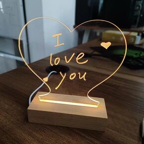 BABADEE'S Creative Led Night Light Note Board Message Board with Pen USB Power Decor Night Lamp Message Board 3D Lights (Heart)