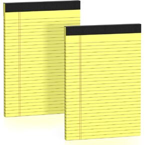 Yellow Legal Pads 8.5 x 11 Note Pads Wide Ruled 2 Pack, Notepad 8.5 x 11 Inch Canary Yellow Paper 21lb Micro Perforated Writing Pads, 30 Sheets per Legal Note Pad Ideal for Office, Home, School
