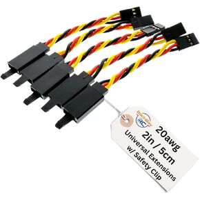 BackBayRC - 4in 20awg Male/Female w/Clip Universal Servo Extension - 5 Pack