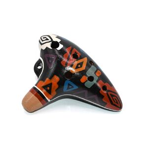Ocarina Musical Instrument - Made with Clay - Non Toxic - Non Plastic - Handmade with Clay - HandPainted Black - Whistles - Flutes