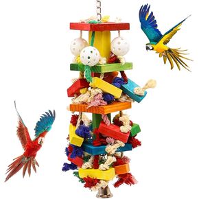 Interactive Parrot Toys for Large Birds, Cockatoo, Cockatiel, and Parakeet Toys, Big Bird Play Things, Fun and Engaging Bird Toys
