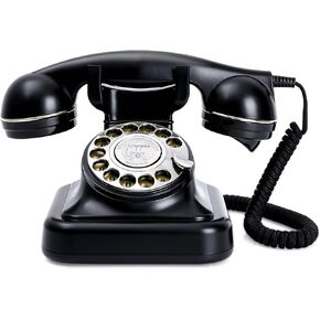 Retro Rotary Landline Phones with Mechanical Ringer, Volume Control, Redial, No AC Power Required Vintage Corded Phones Old Fashioned Antique Telephone for Home Office for Decor