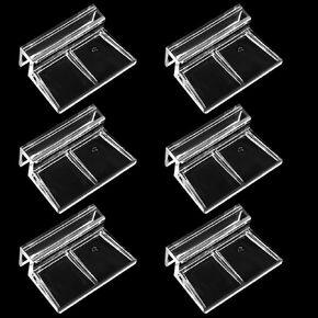 6Pcs Rimless Aquarium Lid Clips, 0.24'' Thick Acrylic Fish Tank Cover Clips Holder, Universal Glass Aquarium Top Lid Support, Transparent Fish Tank Lid Clamp for Aquarium Hoods Parts (6mm)