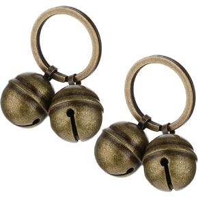 2pcs Cat Dog Bells Dog Collar Charms Pet Tracker Metal Round Pet Pendant Accessories Extra Loud Vintage Copper Jingle Bell Christmas Tree Crafts Decoration with Clasps
