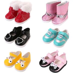 6 Pairs Doll Shoes Fits 18 Inch Dolls American Doll Accessories Different Doll Styles Dress up