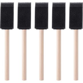 5 Pcs 1 inch Foam Paint Brushes Black Sponge Brushes Wood Handle Foam Brushes for Painting Varnishes DIY Craft Projects
