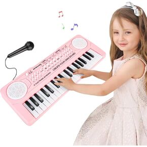 M SANMERSEN Keyboard Piano for Kids 37 Keys Music Piano with Microphone Portable Musical Toy Electronic Piano Birthday Gifts for Girls Ages 3 4 5 6