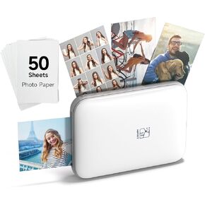 HPRT MT53 Mini Photo Printer with 50 Sheets Adhesive Paper, 2x3 Instant Portable Color Printer, Compatible with iOS & Android, Bluetooth Small Printer for Smartphones & iPhone