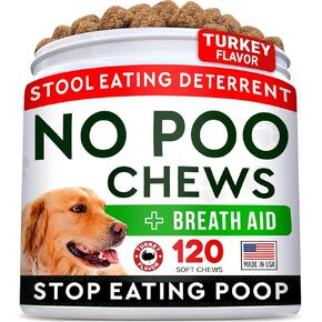 STRELLALAB No Poo Chews for Dogs - Coprophagia & Stool Eating Deterrent with Probiotics, Digestive Enzymes & Breath Aid Support - Stop Dog Poop Eating - Made in The USA - 120 Soft Chews