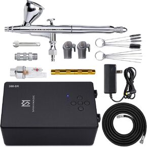 SprayMagic Airbrush Kit with Air Compressor, 55PSI High Pressure Dual-Action Air Brush Gun, Airbrush Spray Gun Set for Models Painting, Makeup, Cakes, Tattoo, Nails Art