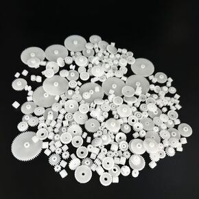 200PCS Module 0.5 Plastic Gear Single Gear Spindle Gear Small Motor Gears for DC Motor RC Car Robot DIY Model Toy Parts (White,Blue)