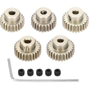 5Pcs 48P Pinion Gear Set 23T 24T 25T 26T 27T for 3.175 mm Shaft Aluminium Alloy Pinion Gear with Screws and Hexagonal Wrench for RC Motor