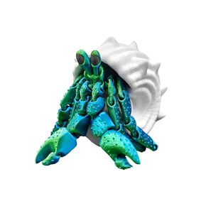 Hermit Crab Fidget Toy with Removable Shell, 3D Printed animals, crab toy, 3d printed toys (Blue+Green/Marble Shell)
